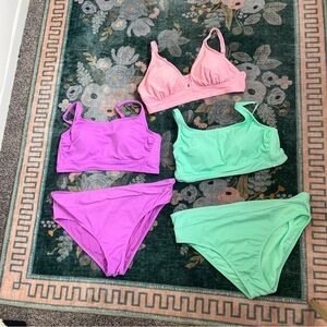 Stoney Clover Lane Pink Purple Mint Bikini Sets 1X Swimwear 2 Piece High Waist